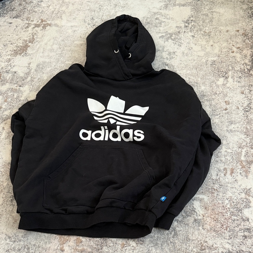 Adidas Black and White Logo Hoodie